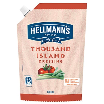Hellmann’s Thousand Island (12x800ml) - Hellmann’s Thousand Island Dressing delivers consistent great taste and creamy texture to your salads in a convenient pack.