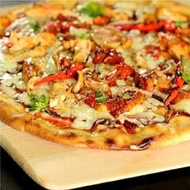 BBQ Chicken Pizza with Charcoal Chilli and Onions BBQ Chicken Pizza with Charcoal Chilli and Onions