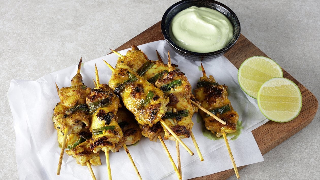 Chicken Skewers with Chili & Lime Yoghurt Dip – - Recipe